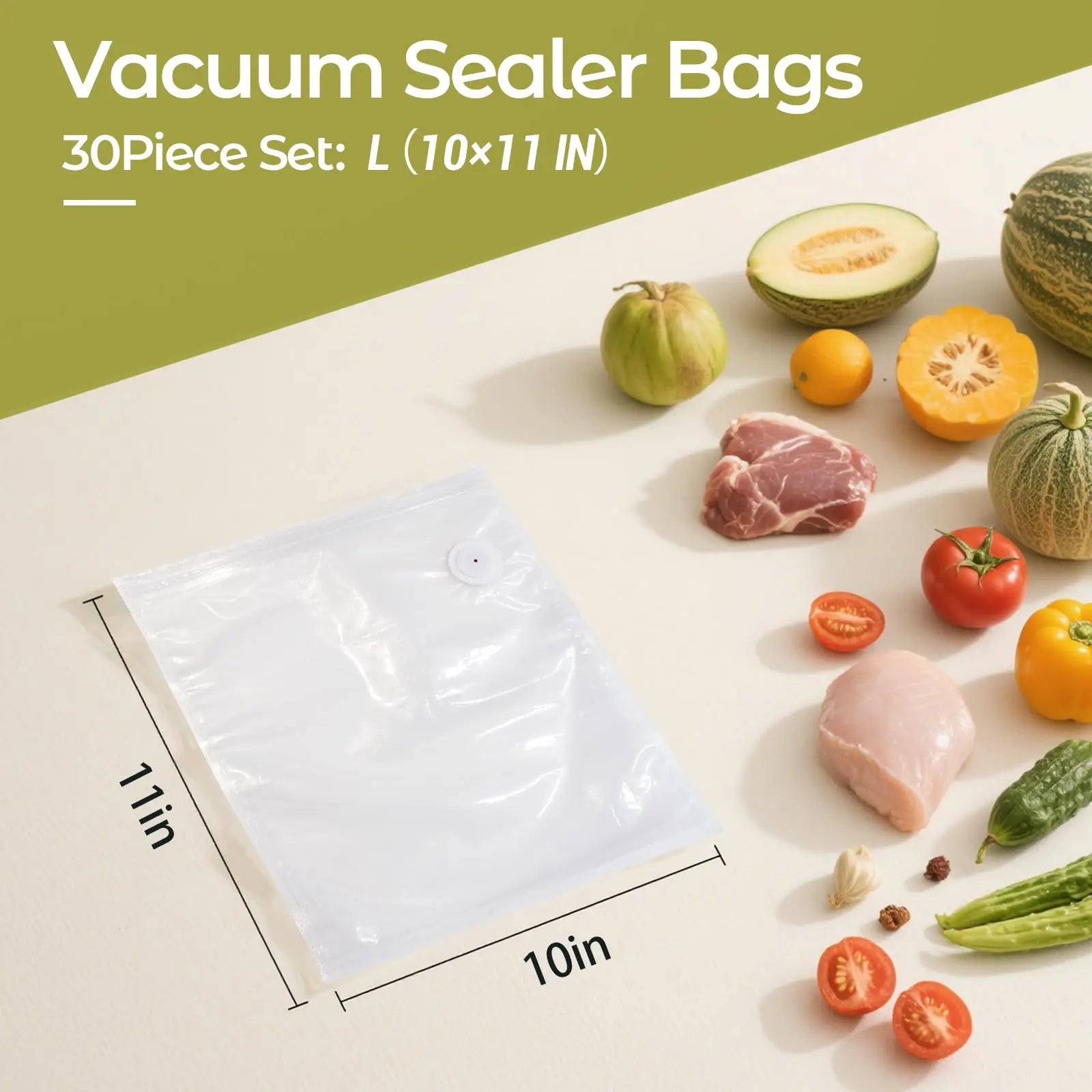 Vacuum Sealer Bags – BPA-Free, Heavy Duty Food Saver Bags for Sous Vide, Meal Prep & Freezer Storage (30 Bags, 2 Sizes) Kayiant