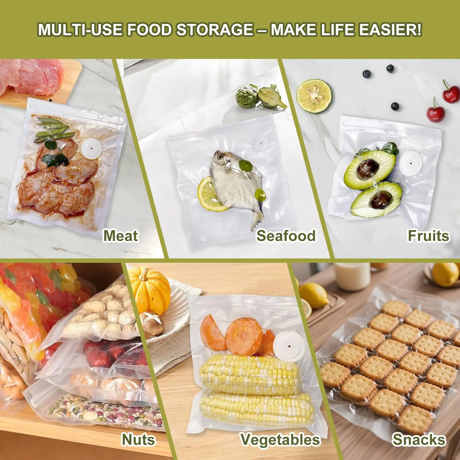 Vacuum Sealer Bags – BPA-Free, Heavy Duty Food Saver Bags for Sous Vide, Meal Prep & Freezer Storage (30 Bags, 2 Sizes) Kayiant